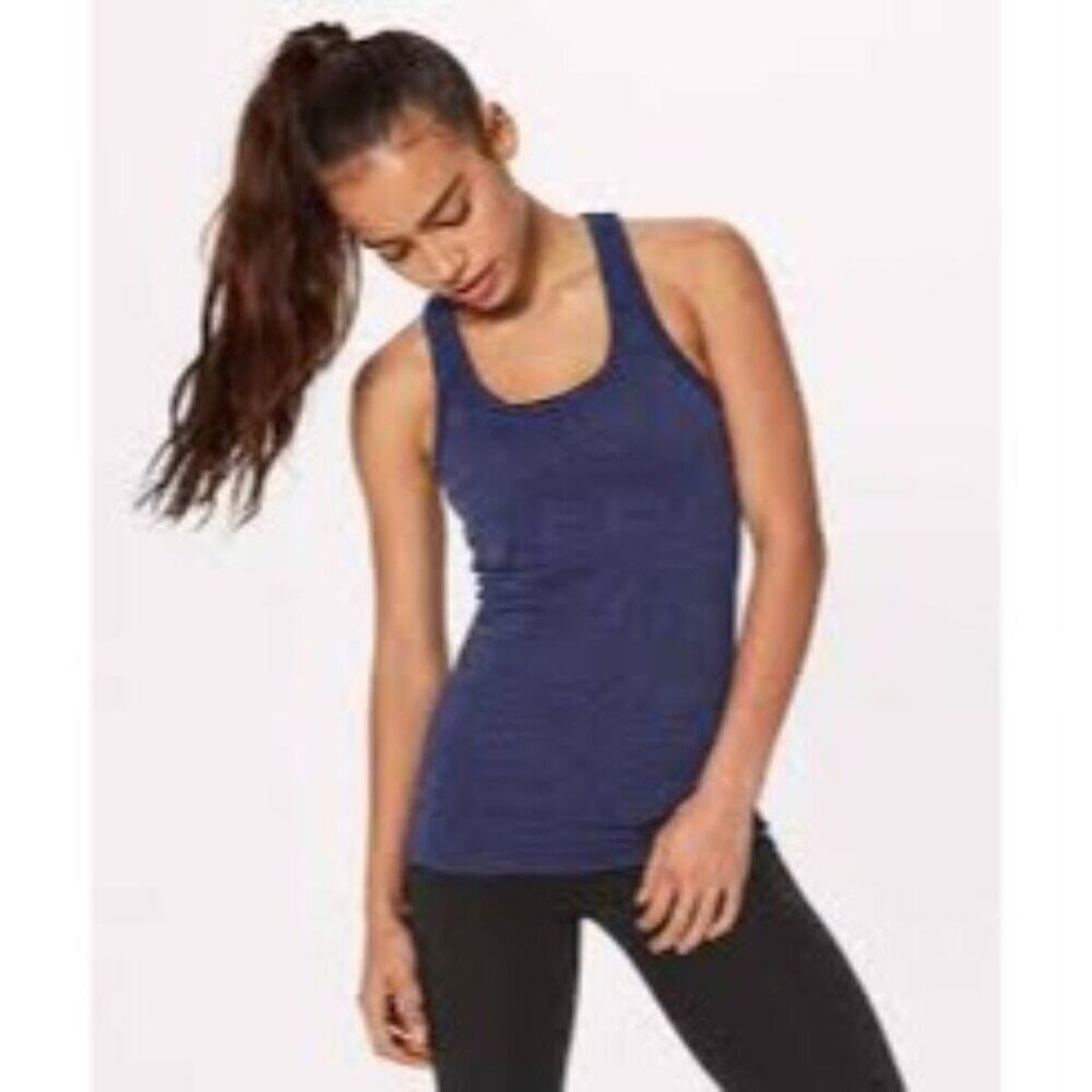 Lululemon Swiftly Tec Sporty Racerback Blue and Black Tank Top Women's Size 6